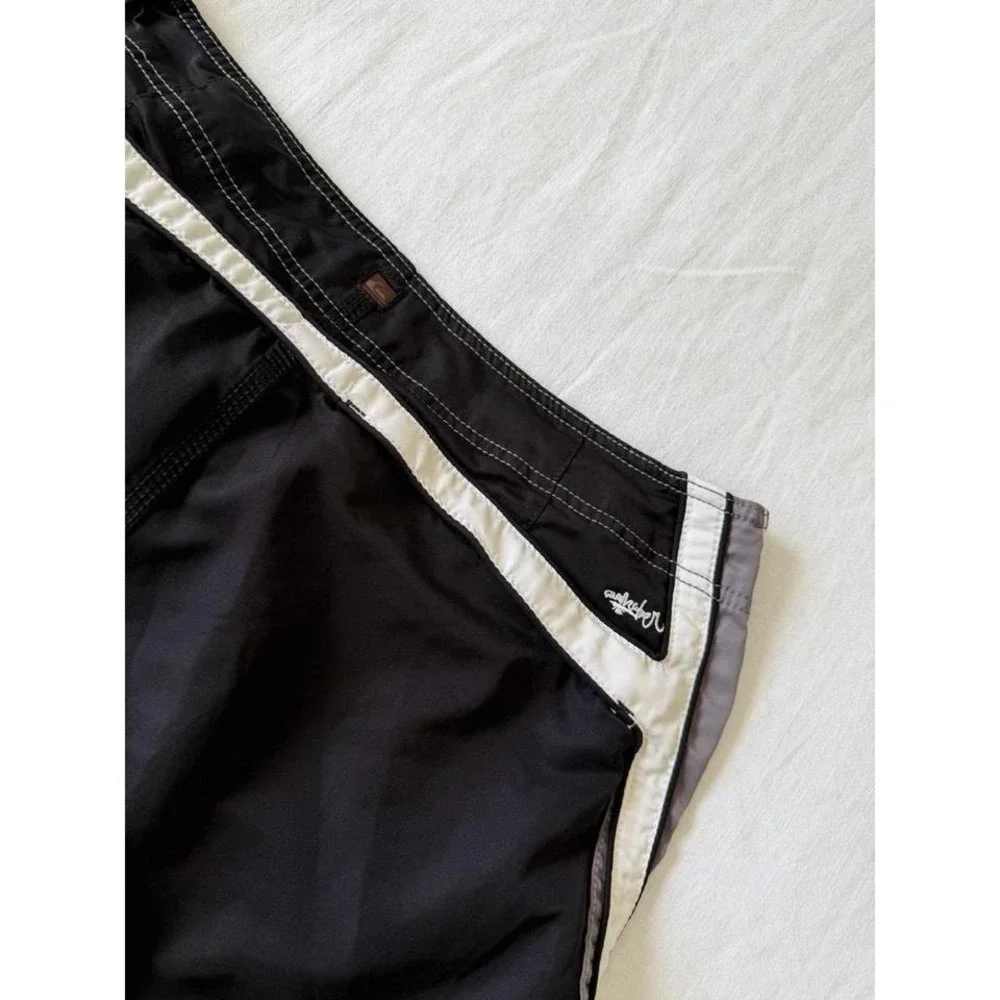 Vintage 90s Quicksilver Surf Board‎ Shorts Swim Trunks 38 Black Surfwear